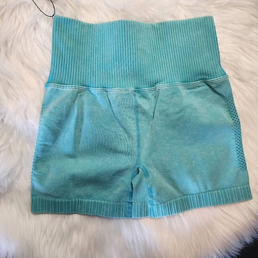 Stone Washed Seamless High Waisted Shorts,